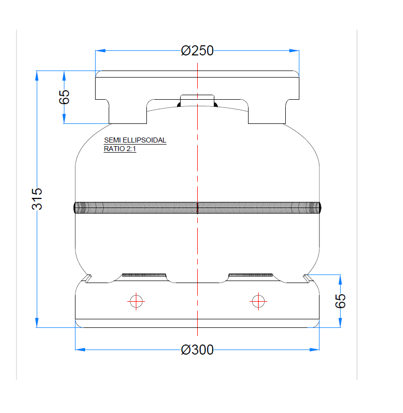5.5 kg LPG Camping Cylinder 13L-Type 2 Showing Dimensions